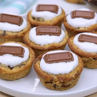 Delicious 4 Ingredient S'Mores Cookie Cups showcasing chocolate and marshmallows
