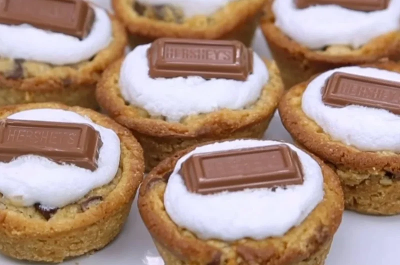 Delicious 4 Ingredient S'Mores Cookie Cups showcasing chocolate and marshmallows