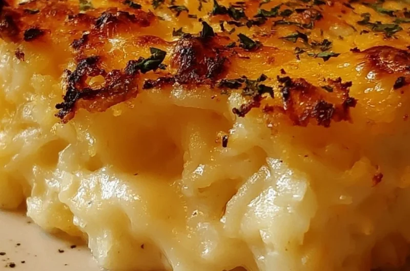Delicious Cracker Barrel-style hash brown casserole baked to perfection.