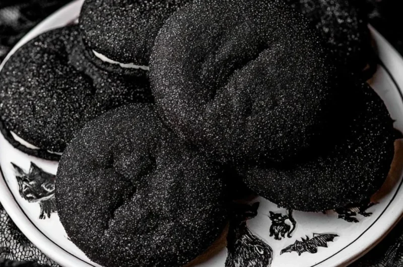 Delicious Black Velvet Cheesecake Cookies garnished with chocolate drizzle.