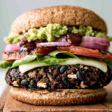 Delicious homemade cozy black bean burgers on a plate