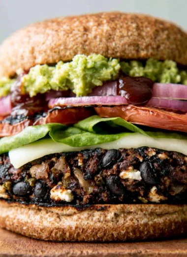 Delicious homemade cozy black bean burgers on a plate