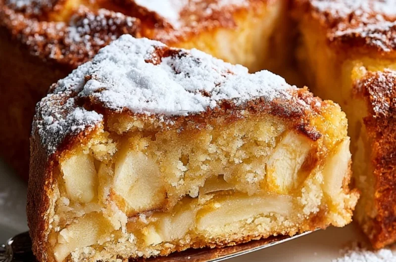 Deliciously moist French Apple Cake with apples and spices