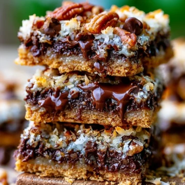 Delicious Hello Dolly Magic Cookie Bars served on a plate