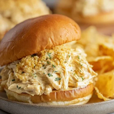 Cozy Ohio shredded chicken sandwich served with fresh toppings