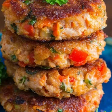 Delicious cozy salmon patties served on a plate for easy weeknight dinner.