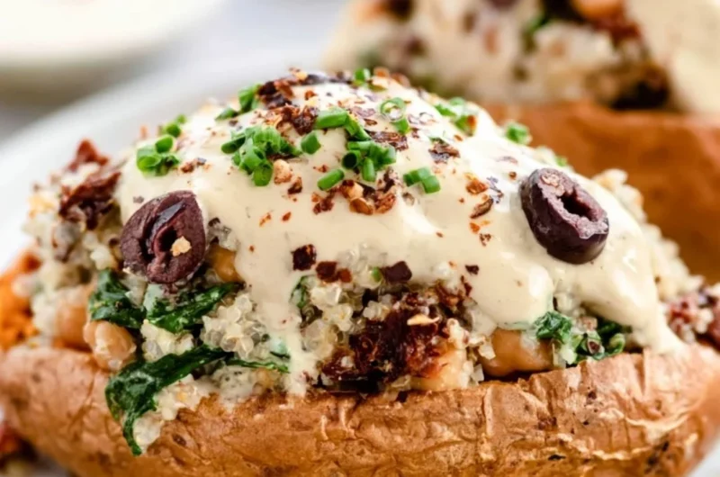 Delicious vegan stuffed sweet potatoes loaded with healthy ingredients