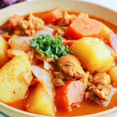 Delicious Dakbokkeumtang Korean chicken stew served in a bowl