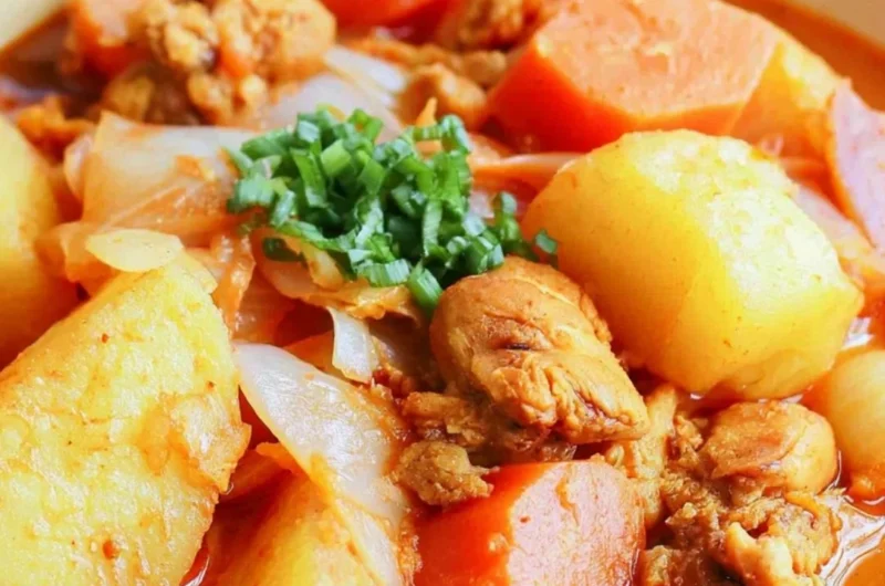 Delicious Dakbokkeumtang Korean chicken stew served in a bowl