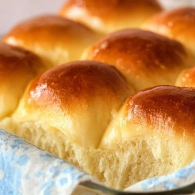 Delicious homemade Grandma's buttery dinner rolls fresh from the oven