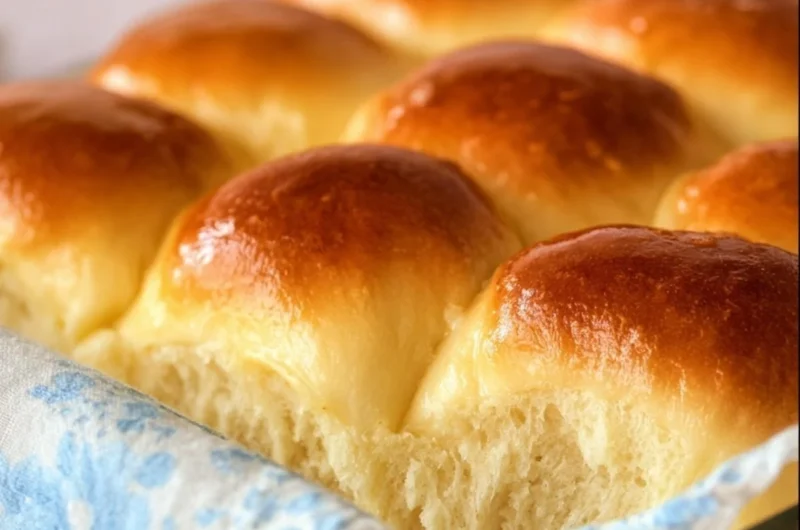 Delicious homemade Grandma's buttery dinner rolls fresh from the oven