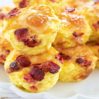 Make ahead bacon cheese egg bites ready for breakfast meal prep