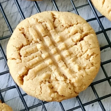Delicious soft peanut butter cookies on a cooling rack