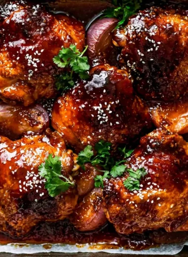 Sticky Honey Soy Chicken baked to perfection with a sweet glaze.