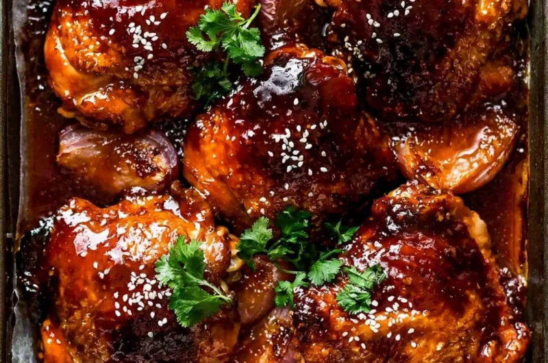 Sticky Honey Soy Chicken baked to perfection with a sweet glaze.