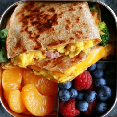 Delicious Breakfast Quesadilla served on a plate with fresh ingredients