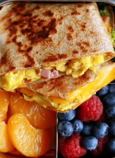 Delicious Breakfast Quesadilla served on a plate with fresh ingredients