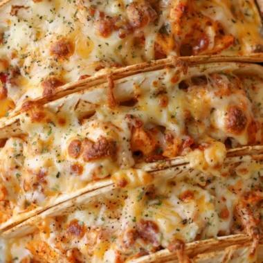 Cozy baked chicken bacon ranch tacos served on a plate with fresh toppings