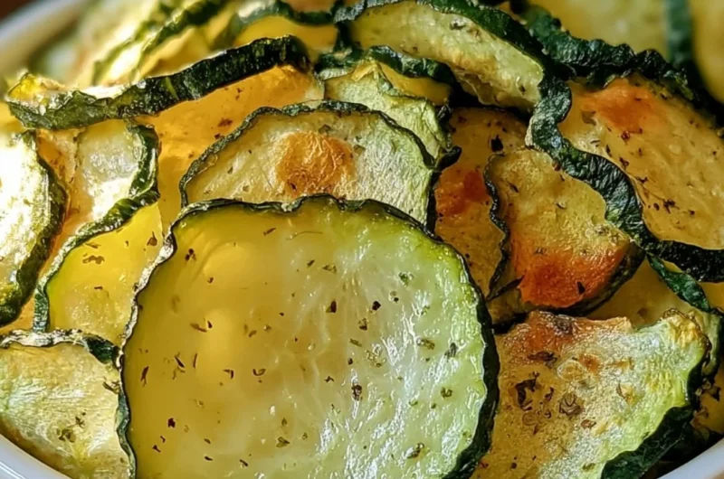 Crunchy ranch cucumber chips in a bowl ready to eat.