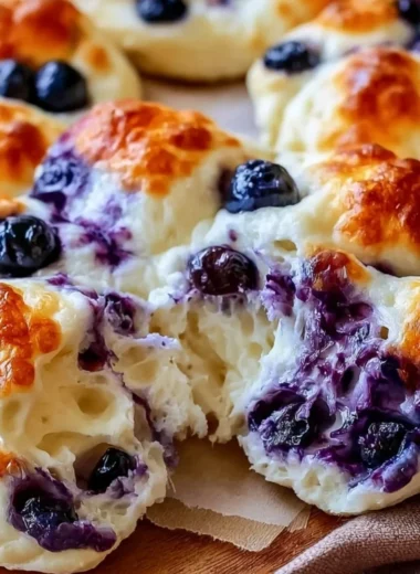 High protein blueberry cloud bread recipe with blueberries and egg whites.