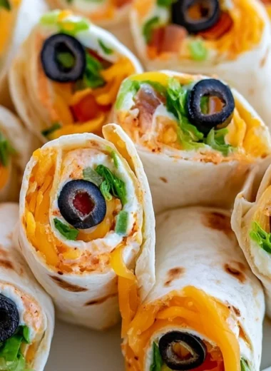 Taco Cream Cheese Pinwheels served on a platter, garnished with fresh herbs.