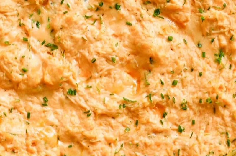Healthy Buffalo Chicken Dip made with Greek yogurt instead of cream cheese.