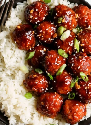Delicious honey garlic meatballs served with a savory glaze