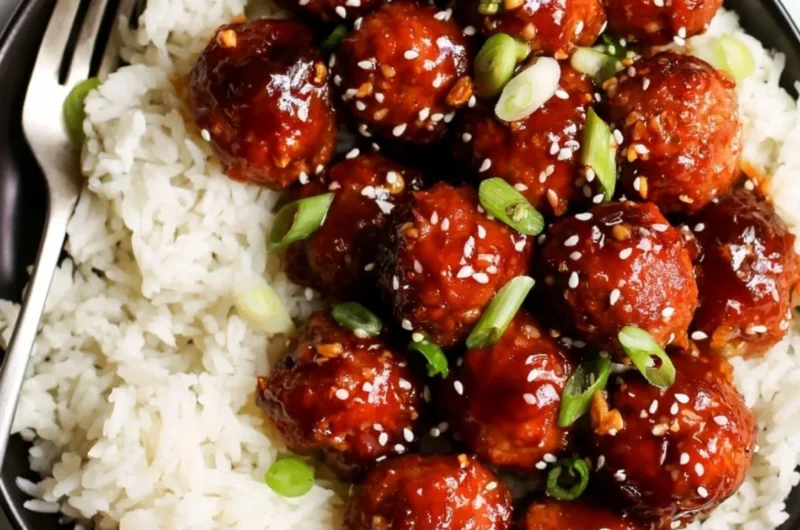 Delicious honey garlic meatballs served with a savory glaze
