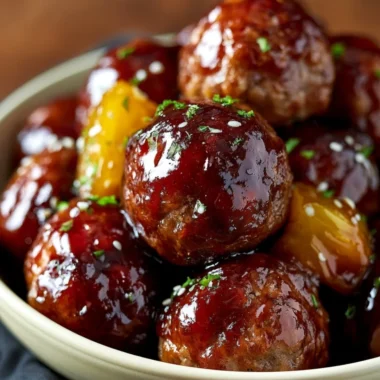 Delicious slow cooker teriyaki meatballs served on a plate