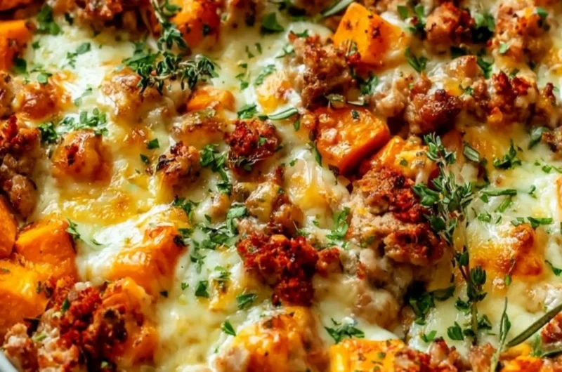 Healthy Ground Turkey Sweet Potato Bake recipe for a family dinner