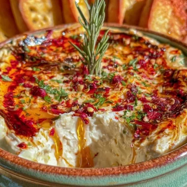 Hot Honey Boursin Dip served in a bowl, perfect for fall appetizers