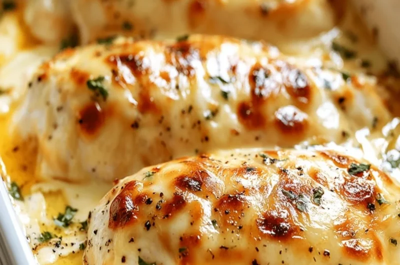 Baked cream cheese chicken dish with herbs and spices ready to serve