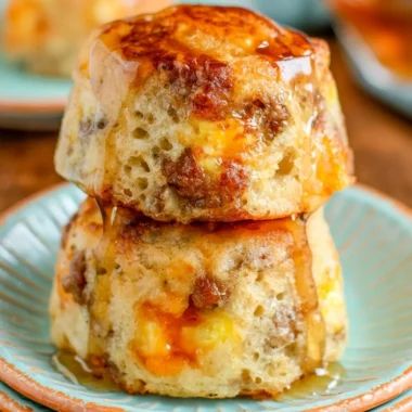 Delicious homemade McGriddle Muffins with syrup and sausage