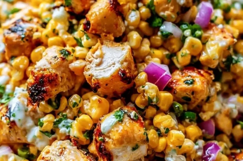 High protein chicken salad with street corn for easy lunch prep